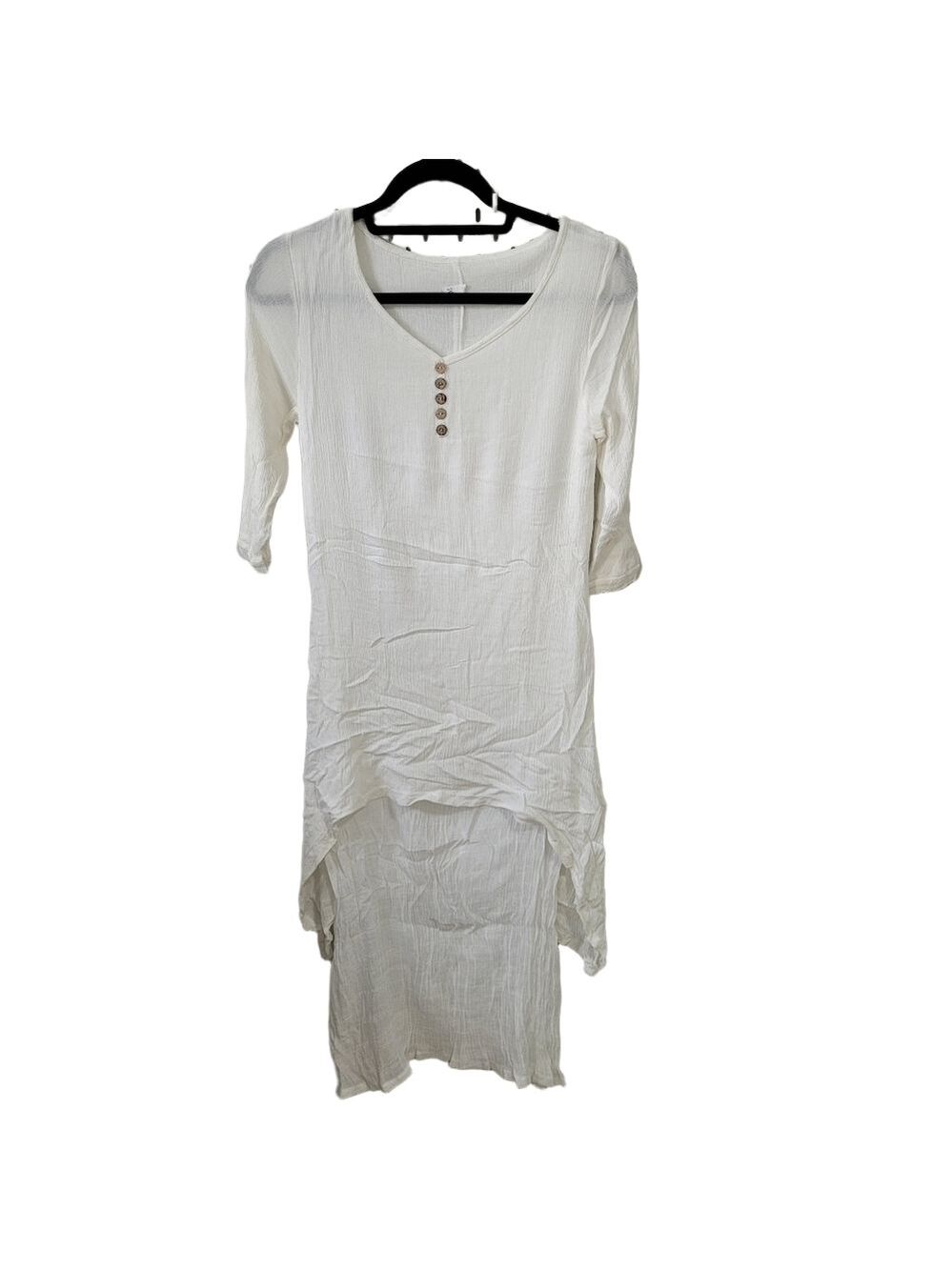 Dayou coastal linen white layered dress, small - Picture 2 of 16